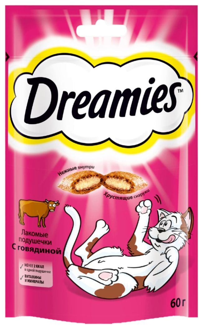 фото Лакомство для кошек dreamies подушечки с говядиной, 2 шт по 60 г