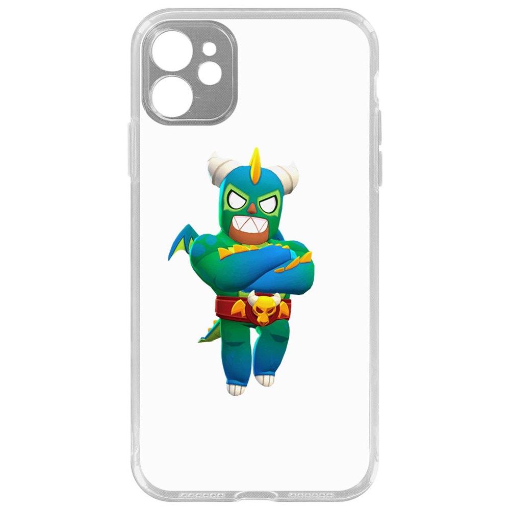 

Чехол-накладка Brawl Stars-Эль Дракон Вердозо для iPhone 11 с защитой камеры, Прозрачный