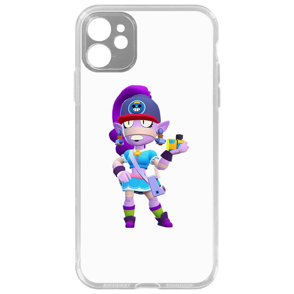 

Чехол-накладка Brawl Stars-Суперфанатка Эмз для iPhone 11 с защитой камеры, Прозрачный