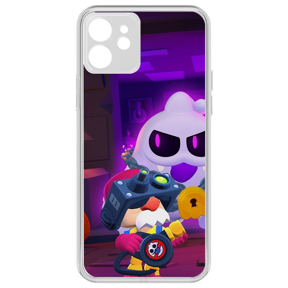 

Чехол-накладка Brawl Stars-Охотник за Скуиками Гэйл для iPhone 12 с защитой камеры, Прозрачный