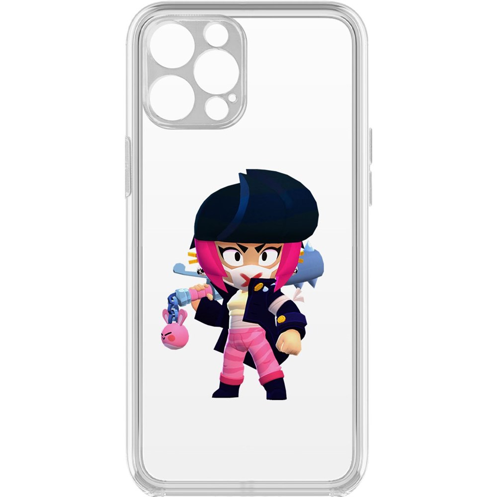 

Чехол-накладка Brawl Stars-Ужасная Биби для iPhone 12 Pro с защитой камеры, Прозрачный