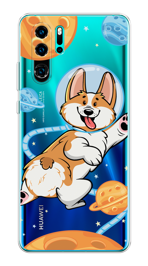 

Чехол на Huawei P30 Pro "Корги-космонавт", Голубой;бежевый;белый, 67650-1