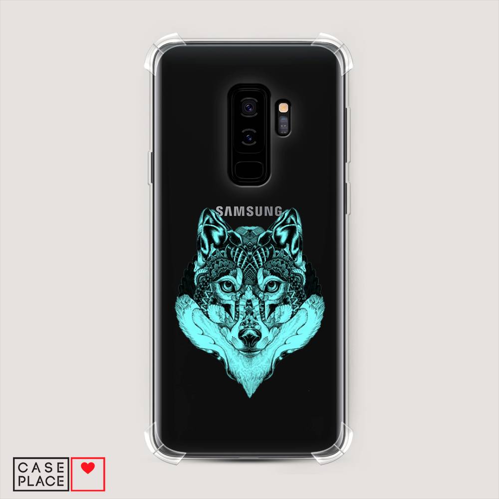 

Чехол Awog на Samsung Galaxy S9 + "Бирюзовый волк", Голубой;черный, 25851-1
