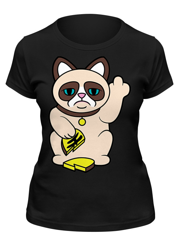 

Футболка женская Printio Grumpy cat черная L, Черный, Grumpy cat