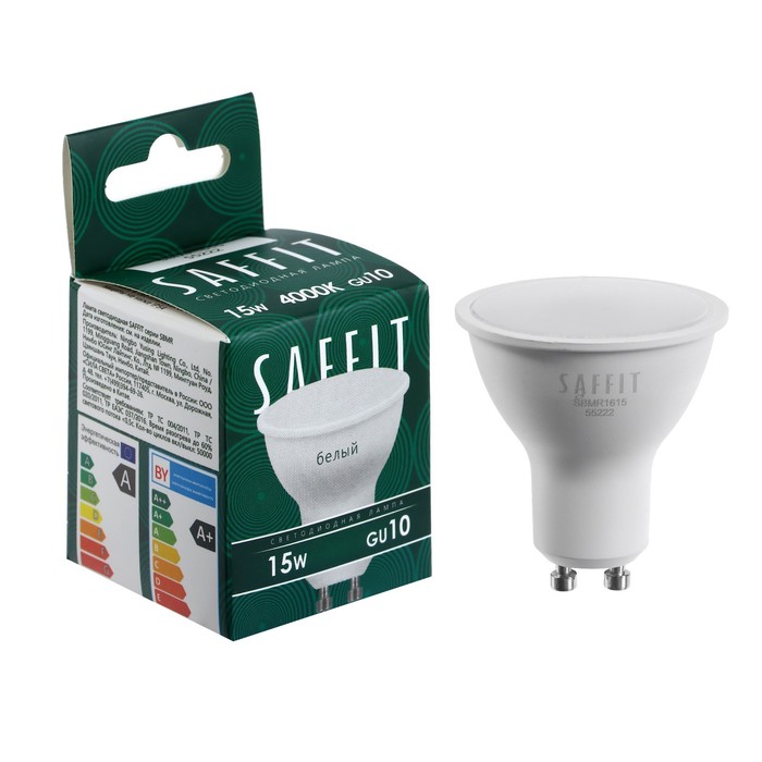 

Лампа светодиодная SAFFIT, 15W 230V GU10 4000K MR16, SBMR1615