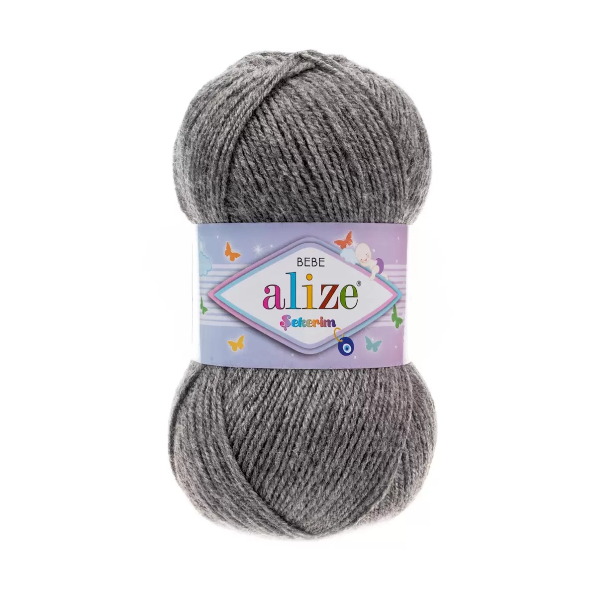 

Пряжа ALIZE Sekerim Bebe, 100% акрил, 320 мх100 г, 197 темно-серый меланж