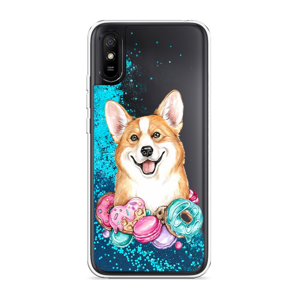 

Жидкий чехол с блестками "Корги и сладости" на Xiaomi Redmi 9A, 38993-1