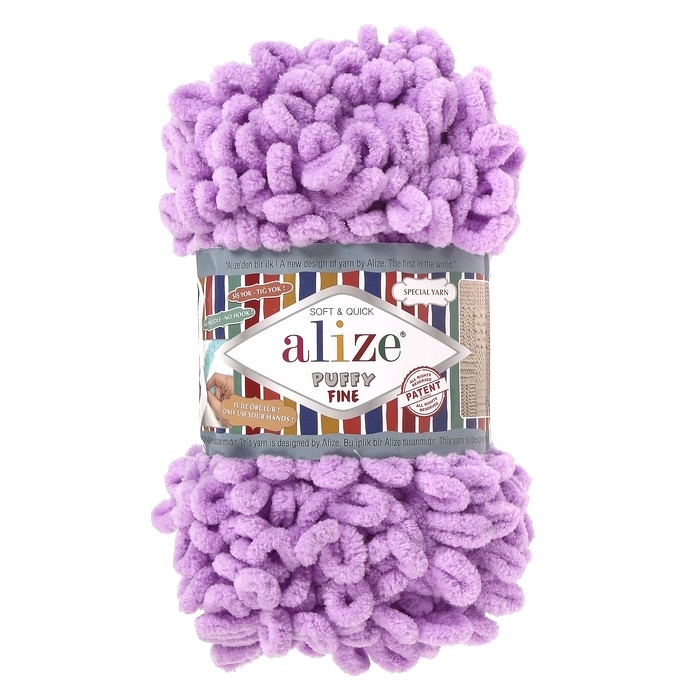 

Пряжа ALIZE Puffy fine, 100% микрополиэстер, 14,5 мх100 г, 378 орхидея, Розовый