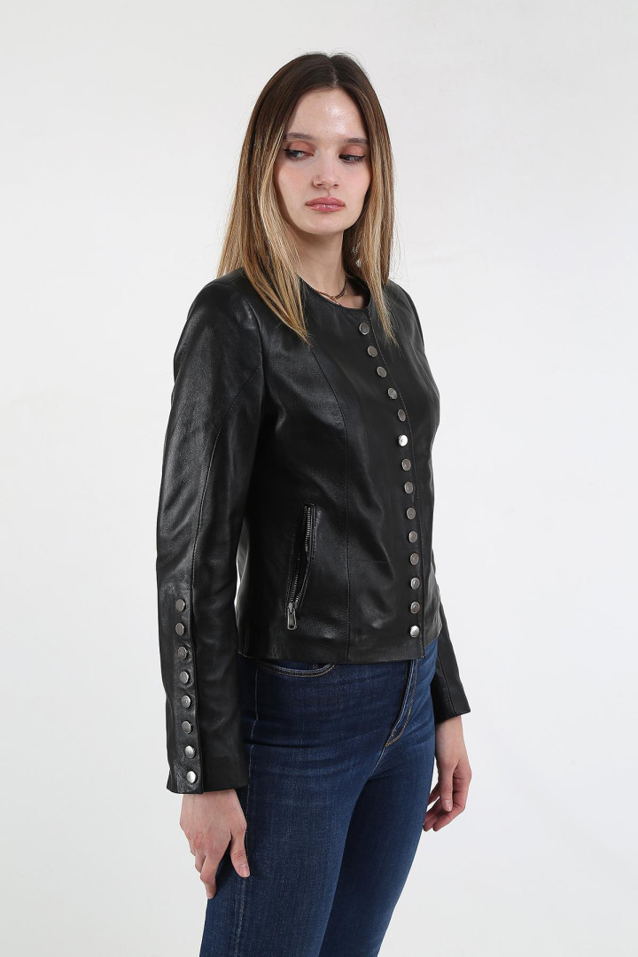 Кожаная куртка женская Derins DKA01116_S черная XL (товары доставляются из-за рубежа)
