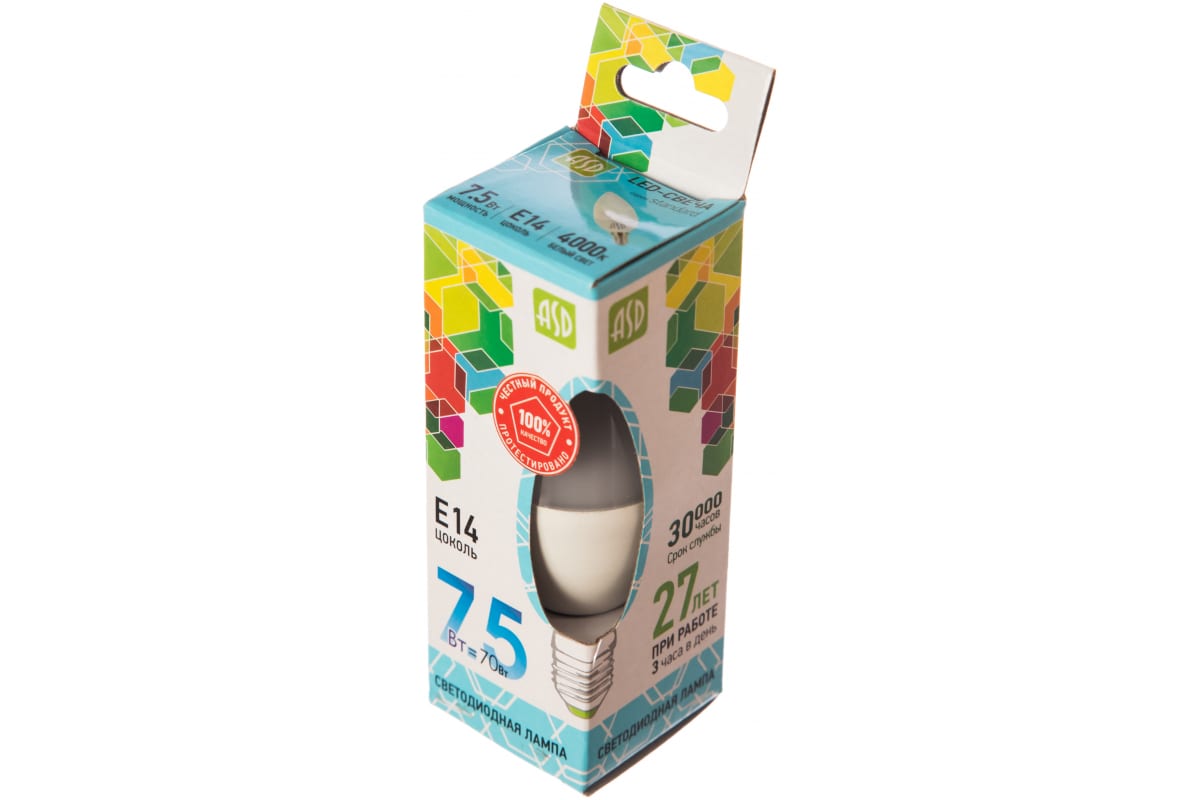

Лампа светодиодная LED-Свеча-standard 75Вт 160-260В Е14 675Лм ASD