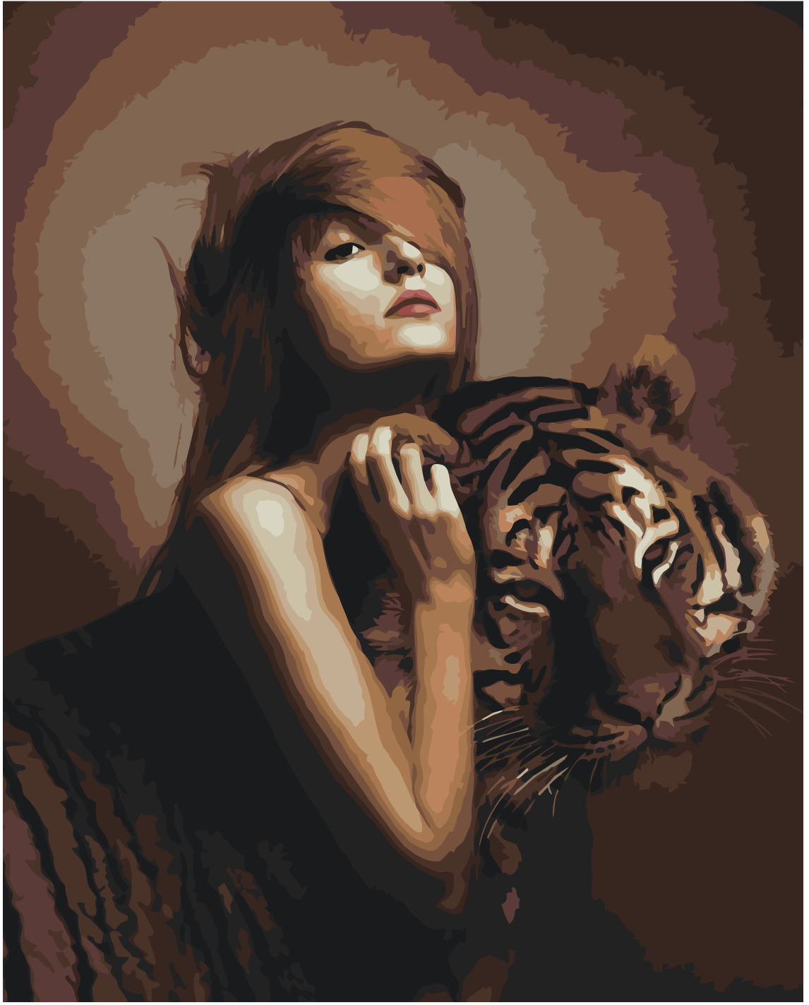 

Картина по номерам, 40 x 50, Девушка с тигром (pz-1878)