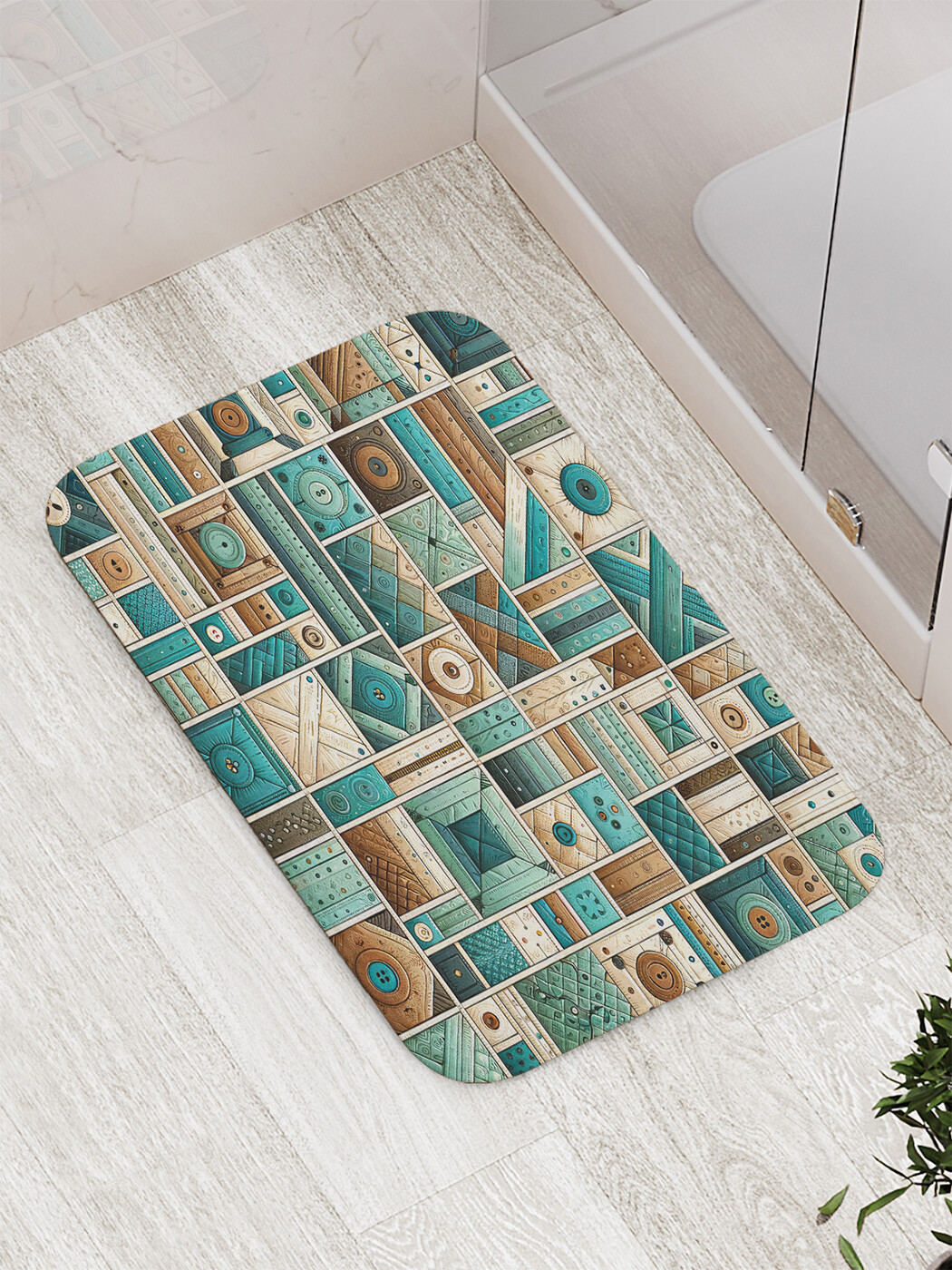 Коврик для ванной и туалета JoyArty Голубой пэчворк bath_sd1133 1199₽