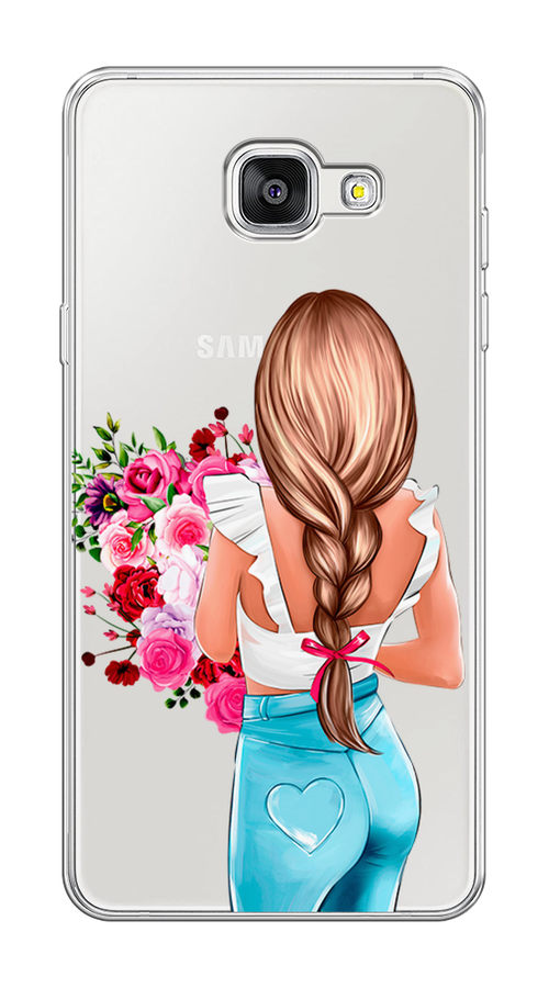 

Чехол на Samsung Galaxy A5 2016 "Девушка с цветами", Коричневый;розовый;голубой, 20550-6