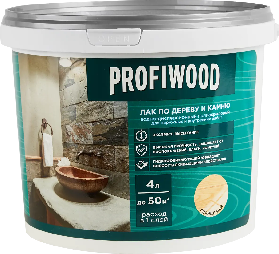 Лак для дерева и камня Profiwood 4.5 кг прозрачный