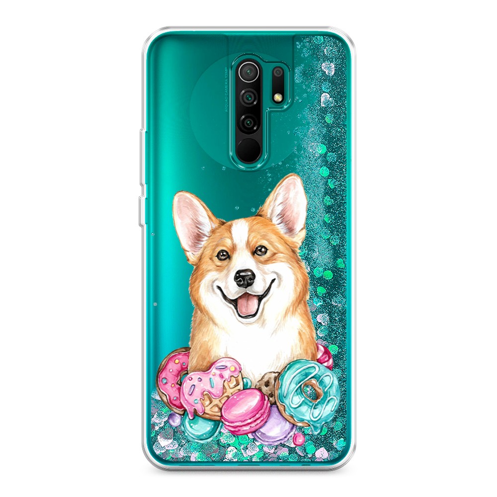 

Жидкий чехол с блестками "Корги и сладости" на Xiaomi Redmi 9, 38395-1