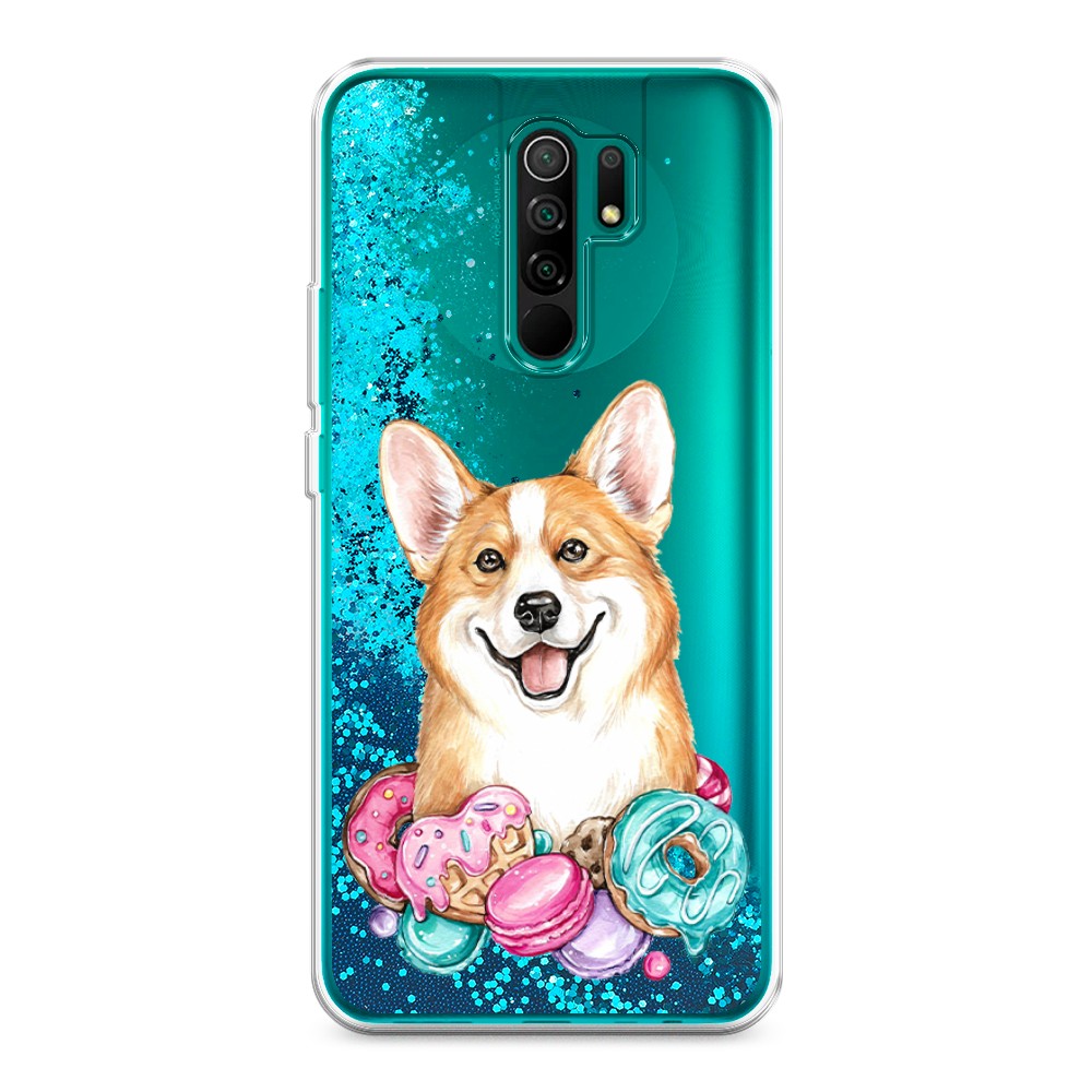 

Жидкий чехол с блестками "Корги и сладости" на Xiaomi Redmi 9, 38393-1