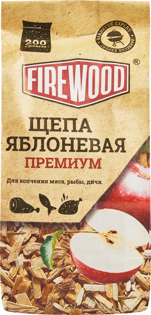 Щепа для копчения яблоня Firewood 0.2 кг