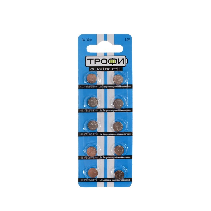 

Батарейка алкалиновая "Трофи" Alkaline Cell, G6 (370, LR920, LR69)-10BL, 1.5В,10 шт.