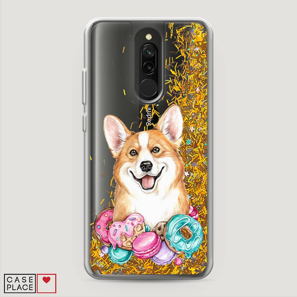 

Жидкий чехол с блестками "Корги и сладости" на Xiaomi Redmi 8, 37190-1