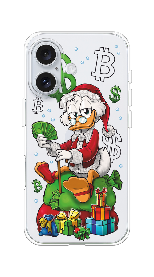 

Чехол на Apple iPhone 16 "Богатый санта Скрудж Макдак", Белый;красный;зеленый, 16050-1