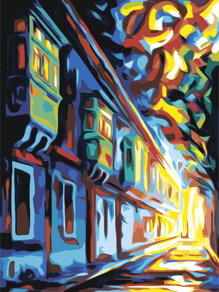 

Картина по номерам, 30 x 40, Улица. Абстракция (pz-V002)