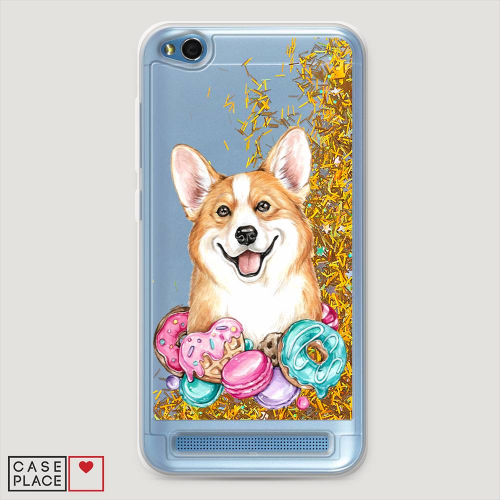 

Жидкий чехол с блестками "Корги и сладости" на Xiaomi Redmi 5A, 32890-1