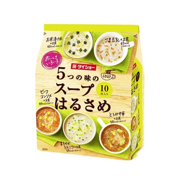 Daisho суп хурасиме 5 вкусов, 10 порций, мягкая упаковка, зелёная, 159,4 гр