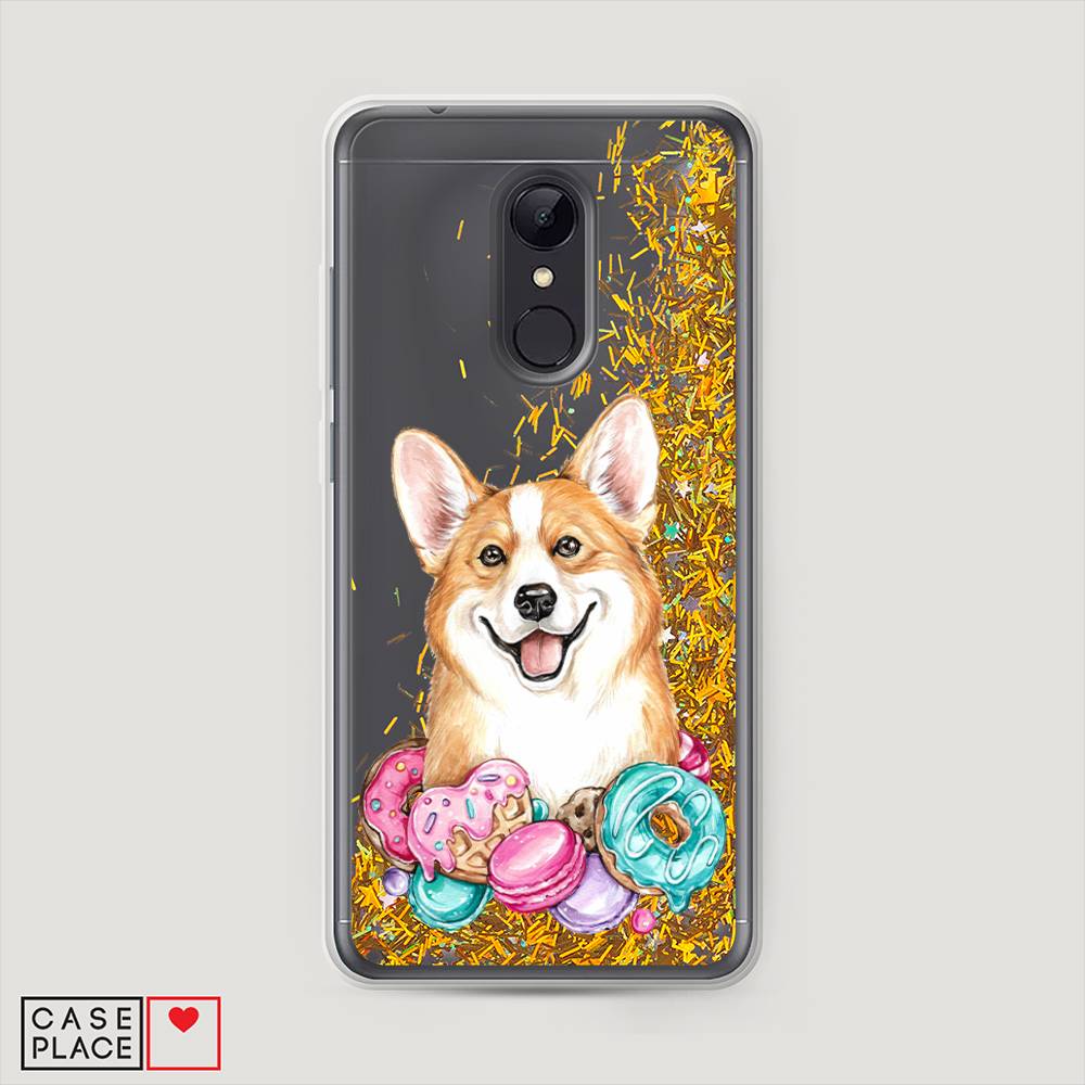 

Жидкий чехол с блестками "Корги и сладости" на Xiaomi Redmi 5, 33090-1
