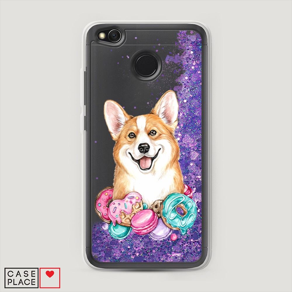 

Жидкий чехол с блестками "Корги и сладости" на Xiaomi Redmi 4X, 31492-1
