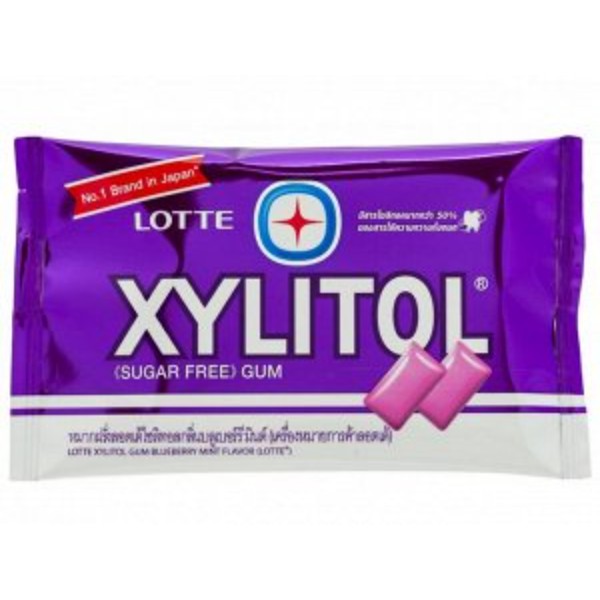 фото Lotte xylitol blueberry mint жевательная резинка, голубика и мята, блистер, 11,6 гр