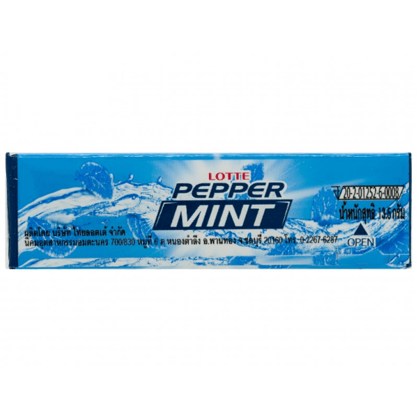 

Lotte peper mint жевательная резинка, перечная мята, 5 пластинкок, 13,5 гр