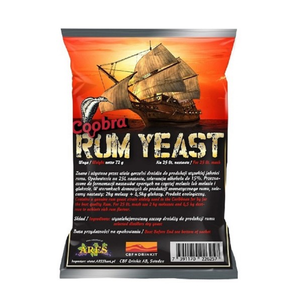 

Дрожжи сухие активные Coobra RUM, 72гр