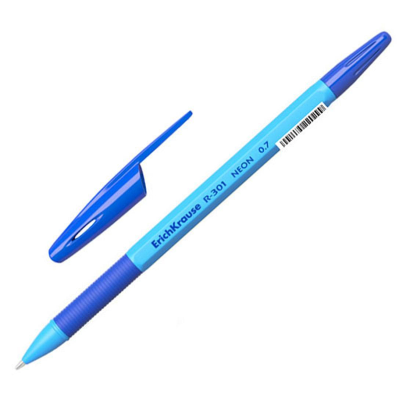 

Ручка шариковая ErichKrause R-301 Neon Stick&Grip 0.7, цвет чернил синий, (8шт.)
