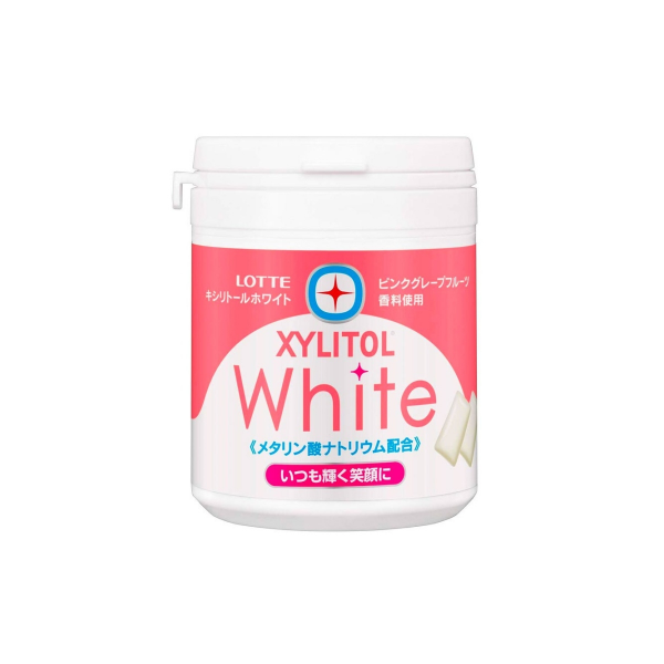 Lotte xylitol gum white bottle резинка жевательная розовый грейпфрут, банка, 143 гр