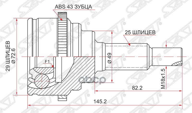 

Шрус Наружный Suzuki Swift Iii M13a/M15a Zc/Zd11s/04- Sat арт. SU-30A43