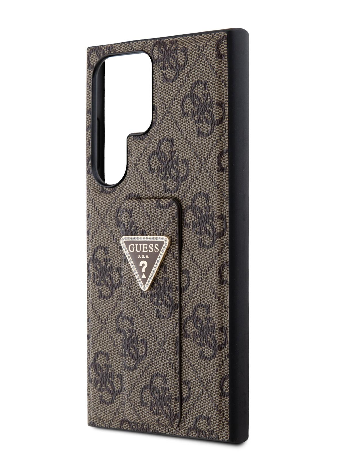 Чехол Guess для Samsung Galaxy S24 Ultra с функцией подставки metal logo Hard Brown