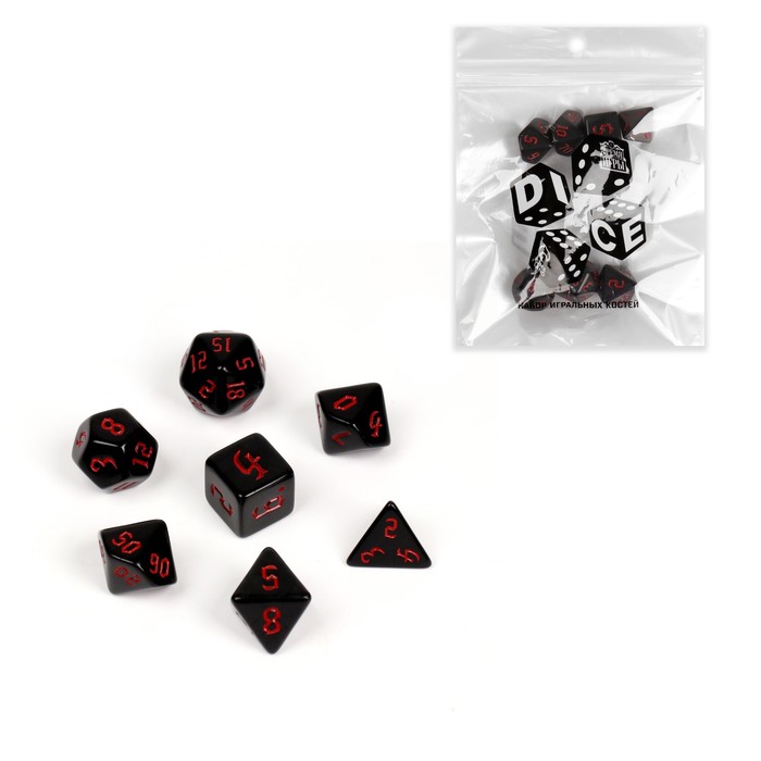

Набор кубиков для D&D (Dungeons and Dragons, ДнД) "Время игры", серия: D&D, 7 шт, красные, Черный;красный