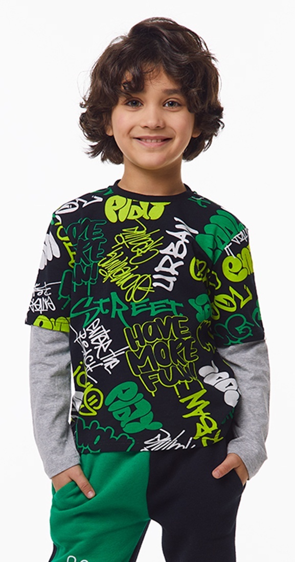 

Лонгслив детский Kari Kids AW24C25302713, черный; серый, 92, 232764