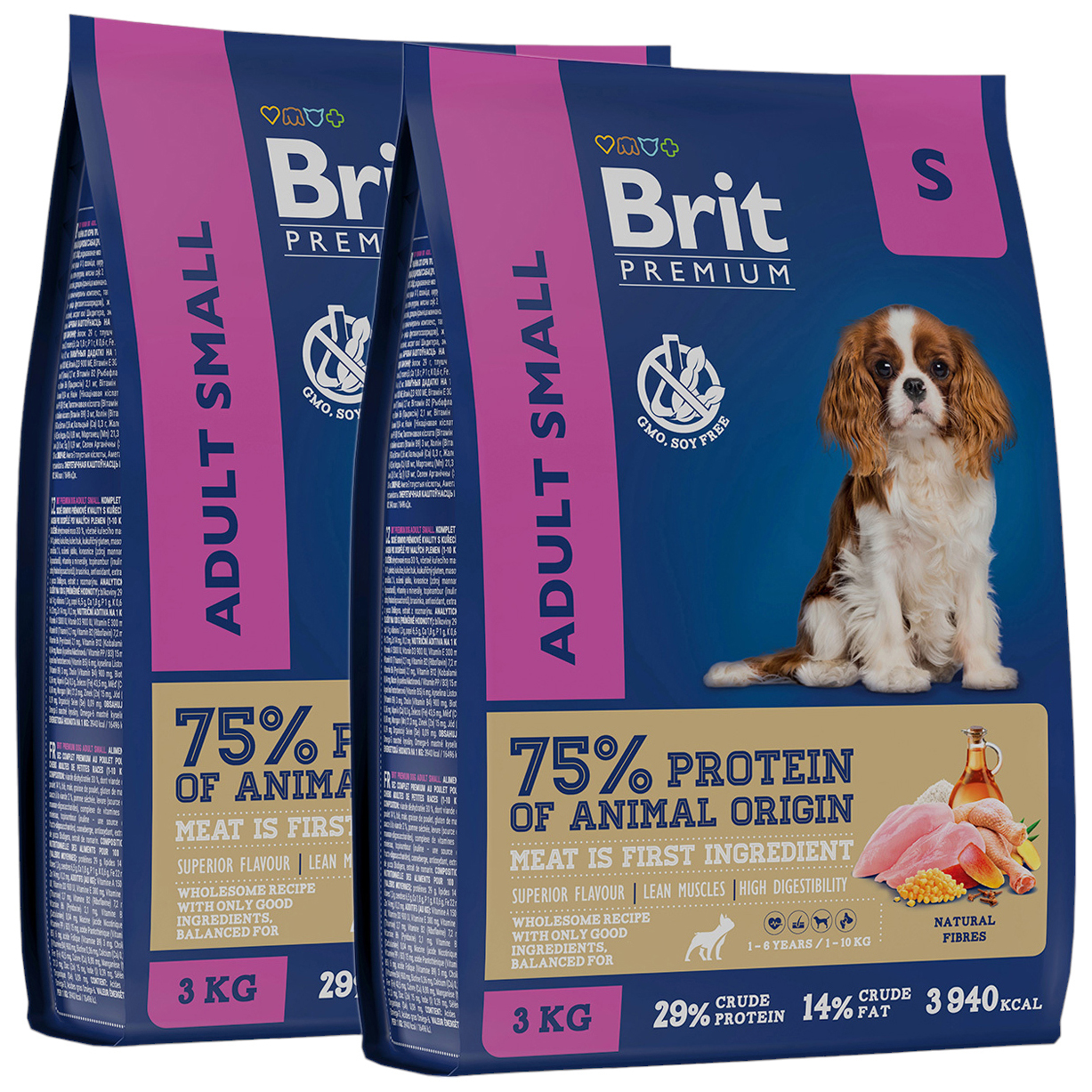 

Сухой корм для собак Brit Premium с курицей, 2 шт по 3 кг, BRIT PREMIUM DOG ADULT SMALL для взрослых собак маленьких пород с курицей (3 + 3 кг)