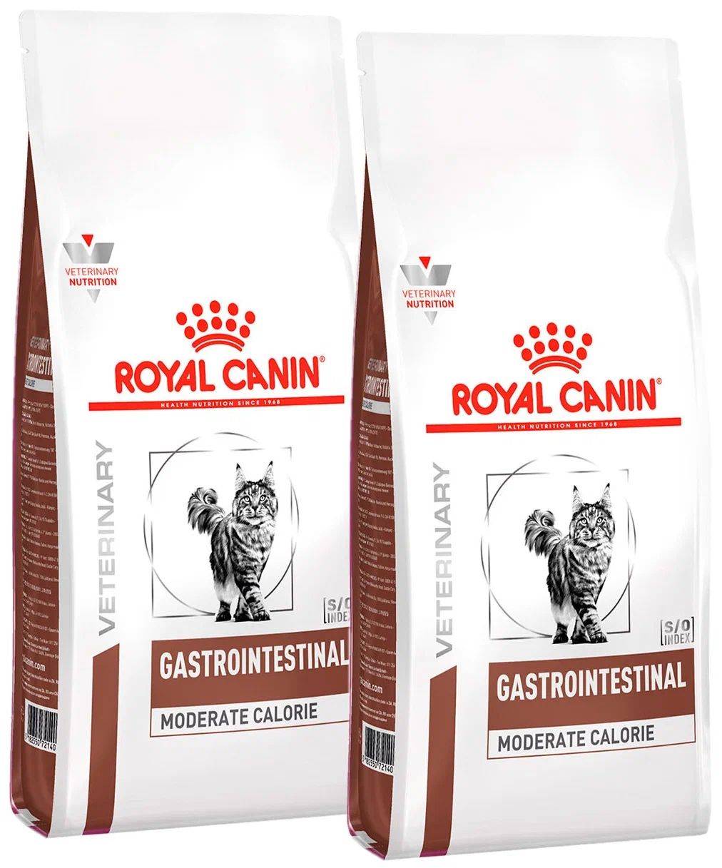 

Сухой корм для кошек Royal Canin Gastro Intestinal Moderate Calorie для ЖКТ, 2 шт по 2 кг, ROYAL CANIN GASTRO INTESTINAL MODERATE CALORIE GIM35 для взрослых кошек при заболеваниях желудочно-кишечного тракта с умеренным содержанием энергии (2 + 2 кг)