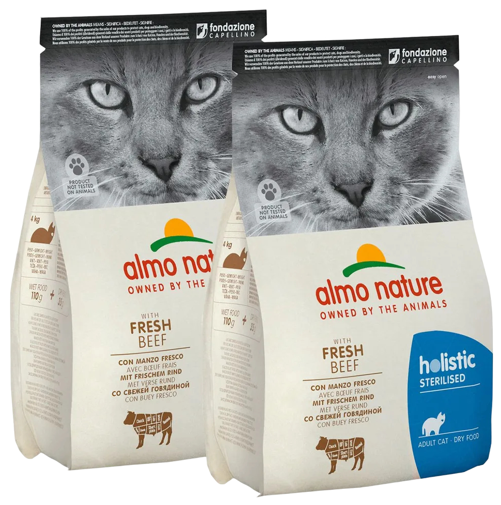 

Сухой корм для кошек Almo Nature Adult Cat Sterilised с говядиной и рисом, 2 шт по 0,4 кг, ALMO NATURE ADULT CAT STERILISED BEEF & RICE для взрослых кастрированных котов и стерилизованных кошек с говядиной и рисом (0,4 + 0,4 кг)