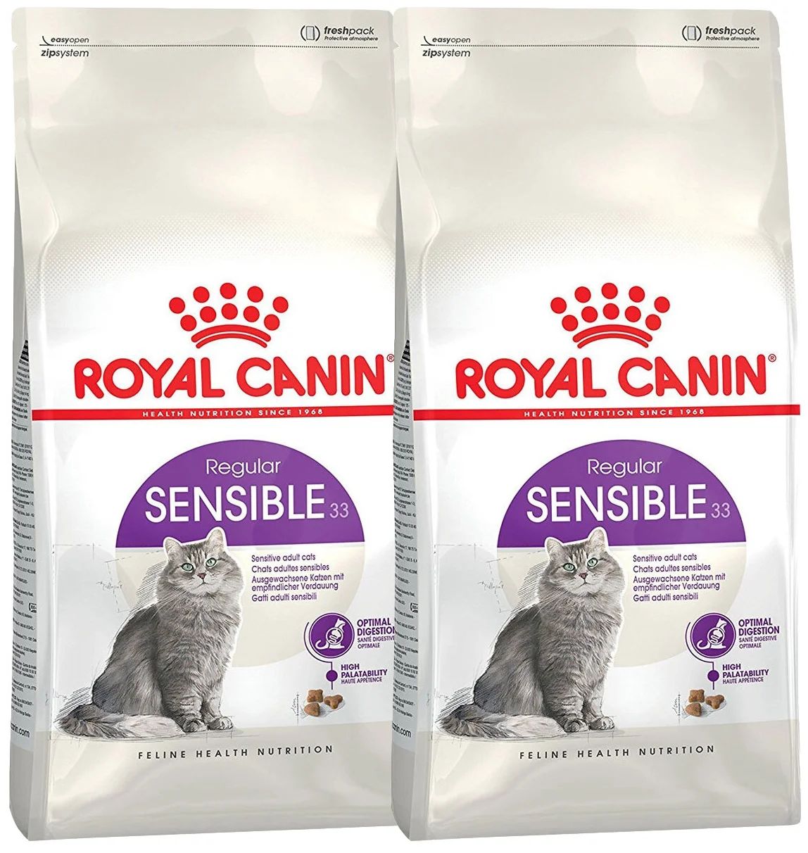

Сухой корм для кошек Royal Canin при аллергии 2 шт по 4 кг, ROYAL CANIN SENSIBLE 33 для взрослых кошек при аллергии (4 + 4 кг)