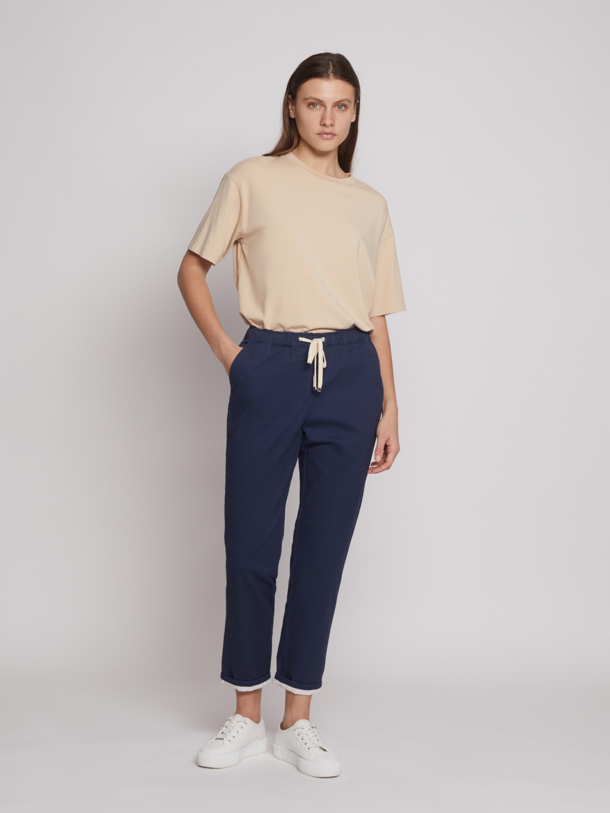 

Брюки женские Zolla 22223737Z0535900 синие 2XL, 22223737Z0535900