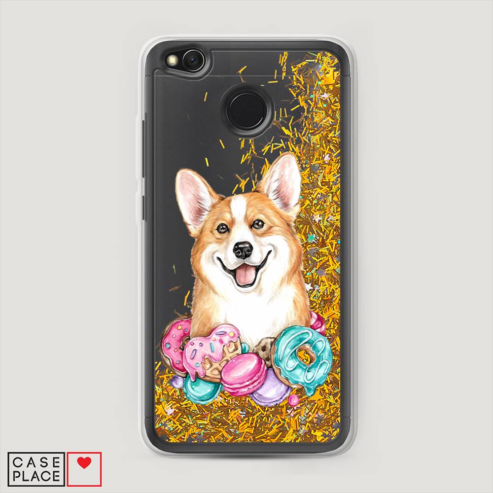 

Жидкий чехол с блестками "Корги и сладости" на Xiaomi Redmi 4X, 31490-1