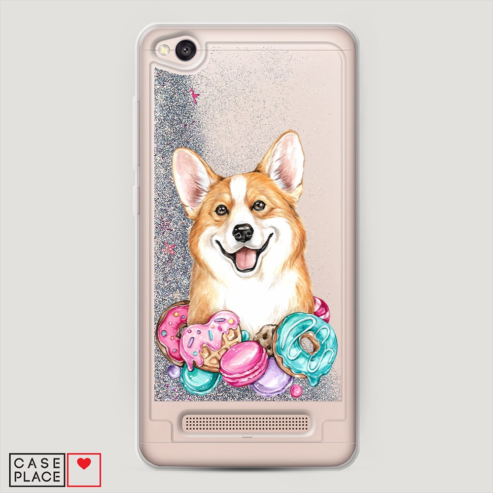 

Жидкий чехол с блестками "Корги и сладости" на Xiaomi Redmi 4A, 31391-1