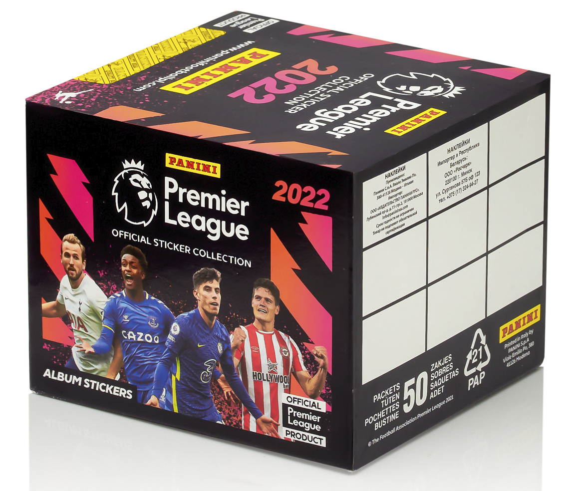 

Наклейки Panini Premier League 2021-2022, бокс, 250 наклеек, Premier League 2021-2022