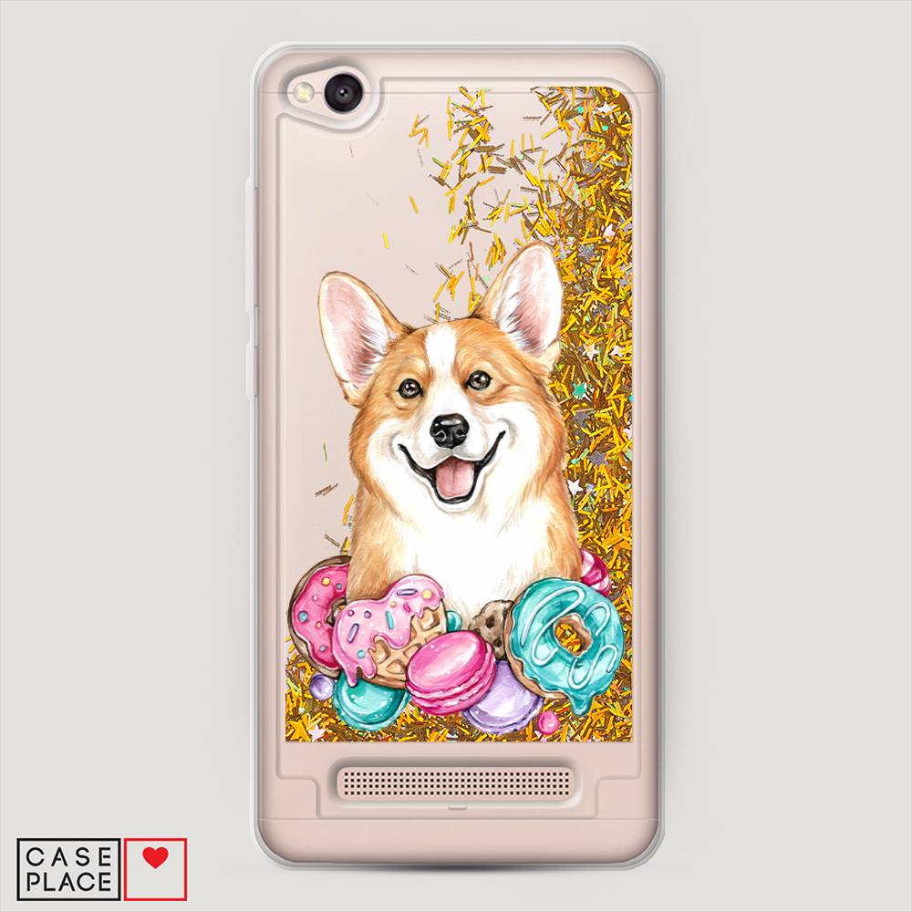 

Жидкий чехол с блестками "Корги и сладости" на Xiaomi Redmi 4A, 31390-1