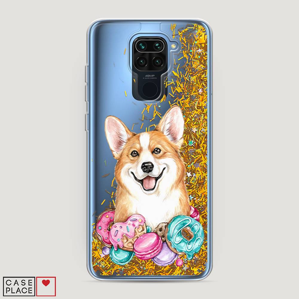 

Жидкий чехол с блестками "Корги и сладости" на Xiaomi Redmi 10X 4G, 38290-1