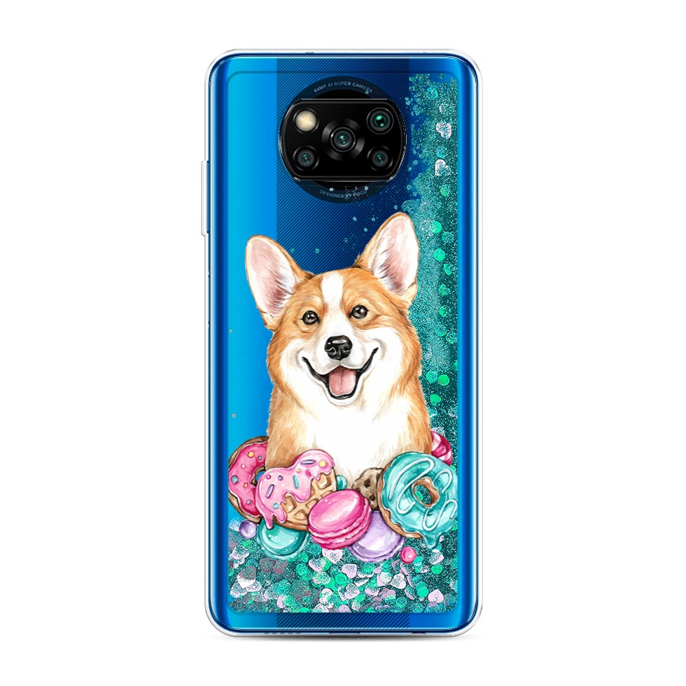 

Жидкий чехол с блестками "Корги и сладости" на Xiaomi Poco X3 NFC, 39295-1
