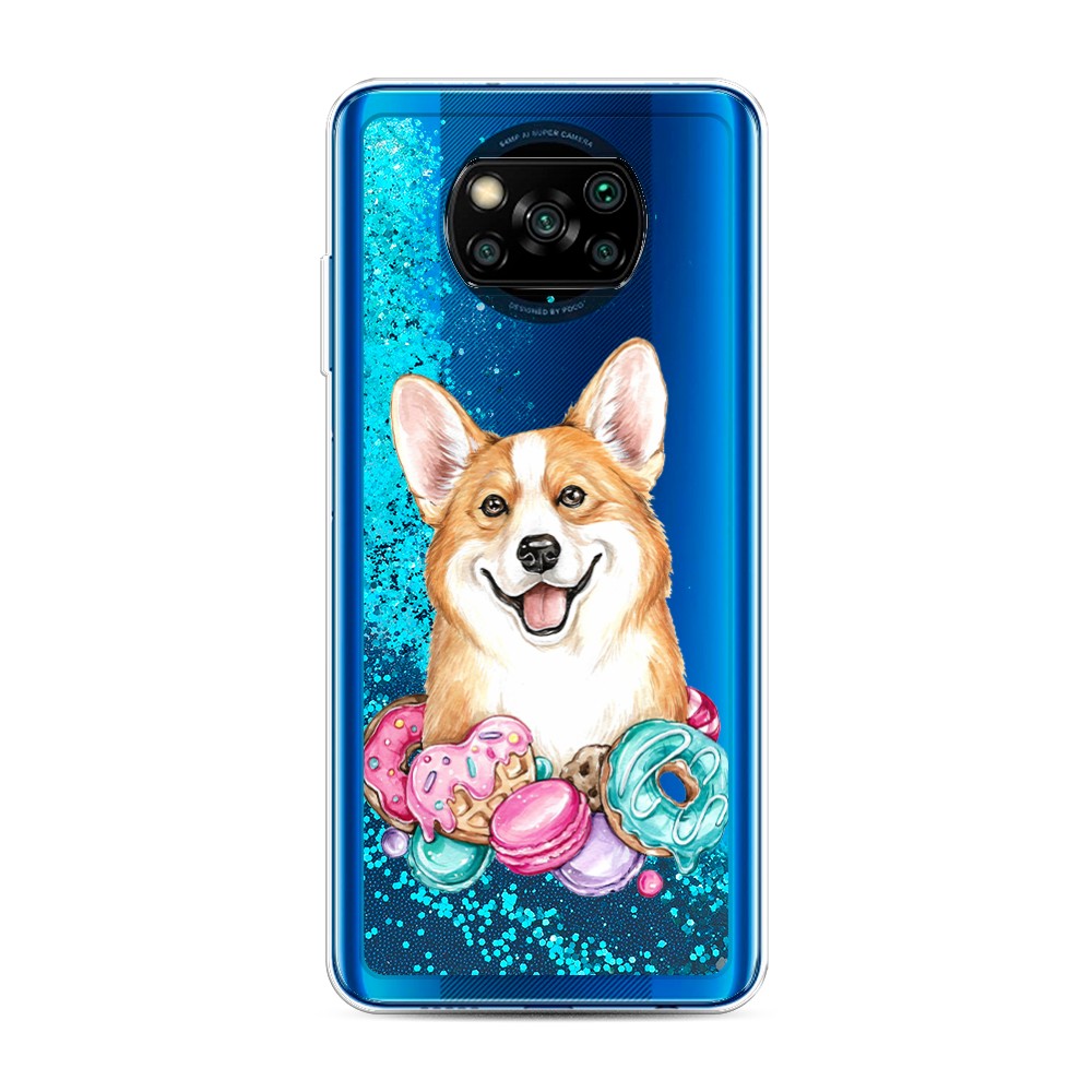 

Жидкий чехол с блестками "Корги и сладости" на Xiaomi Poco X3 NFC, 39293-1